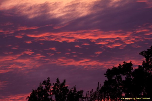 Photo: A fiery sunset over Strongsville, Ohio. Photo by James Gulford.