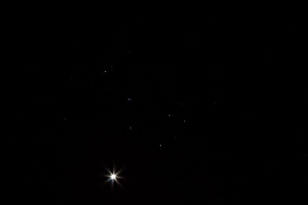 Photo: Venus graces the same part of our sky as the Pleiades. Photo by James Guilford.