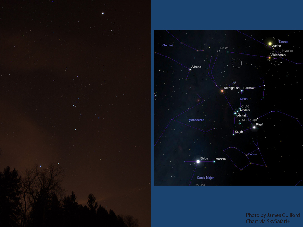 Image: Photo of stars with identification chart.