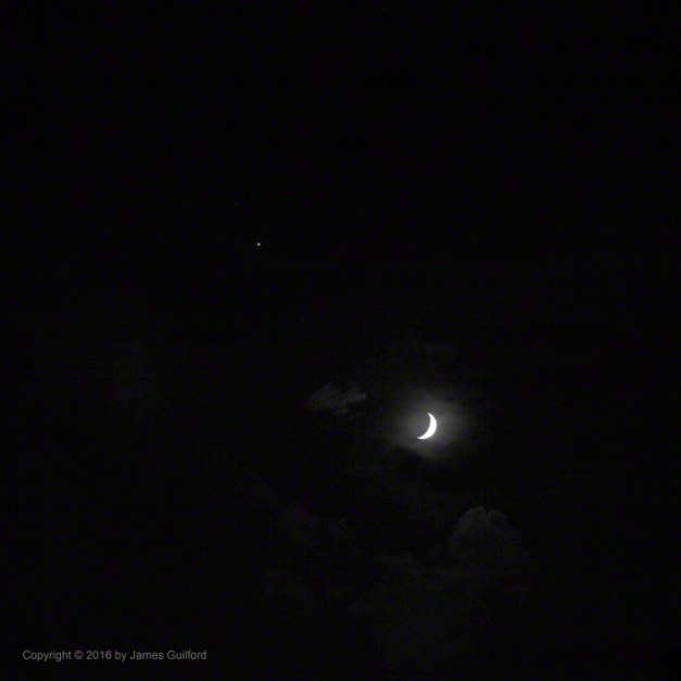 Photo: Moon and Jupiter, July 8. Photo by James Guilford.