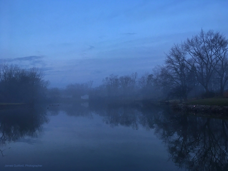 Photo: Fog, still waters, and pre-dawn sky set the mood. Photo by James Guilford.