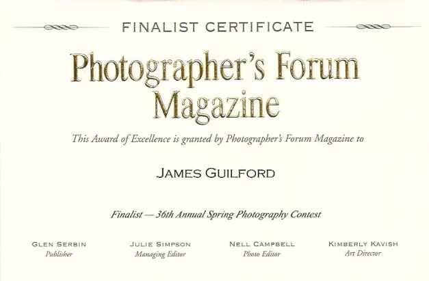Photo: Contest Finalist Certificate.