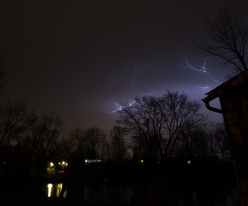 Photo: Lightning arcs in March Thunderstorm - Cloud-to-Cloud. Photo by James Guilford.