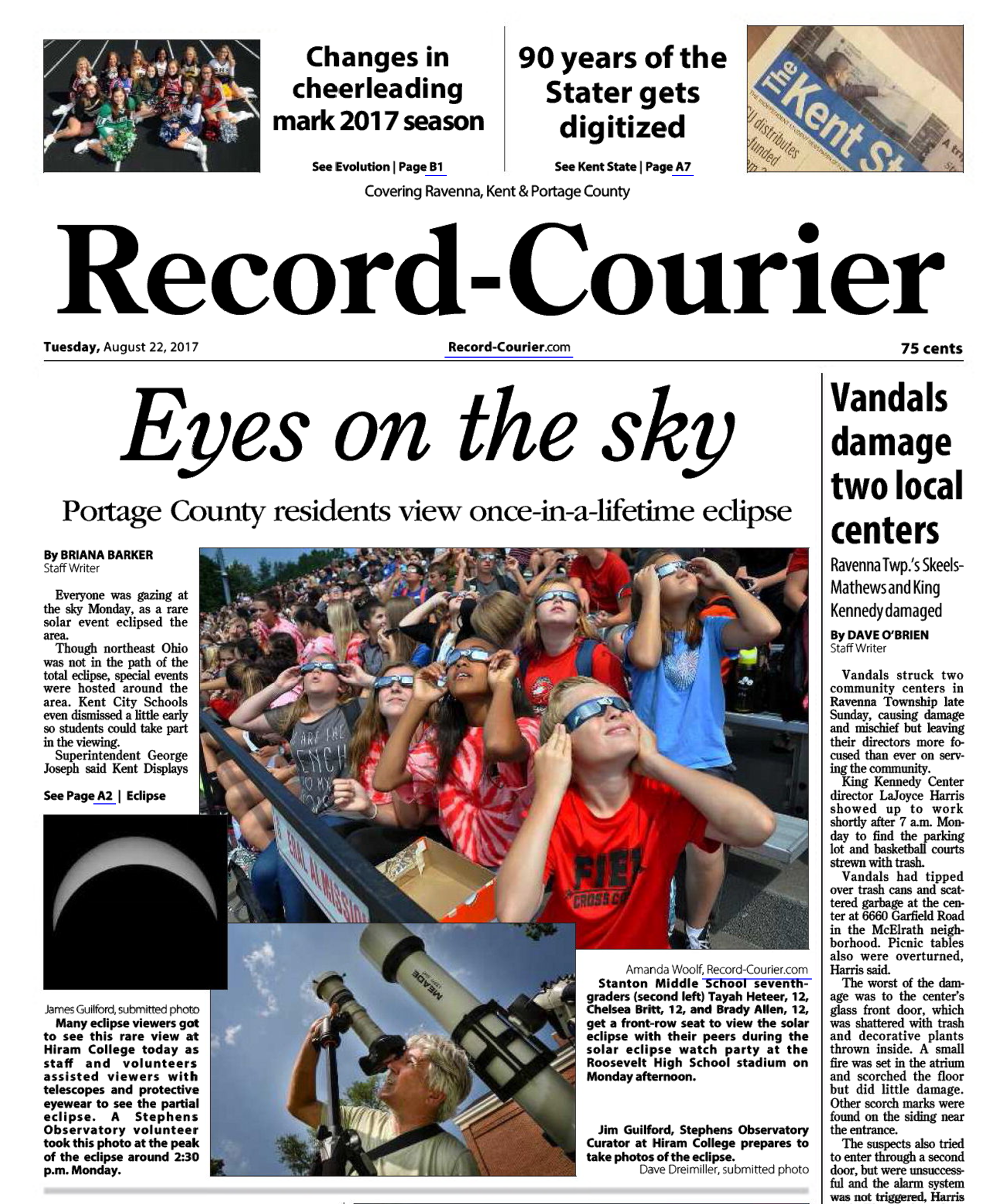 Image: The (Ravenna) Courier-Record - August 22, 2017 - Page 1