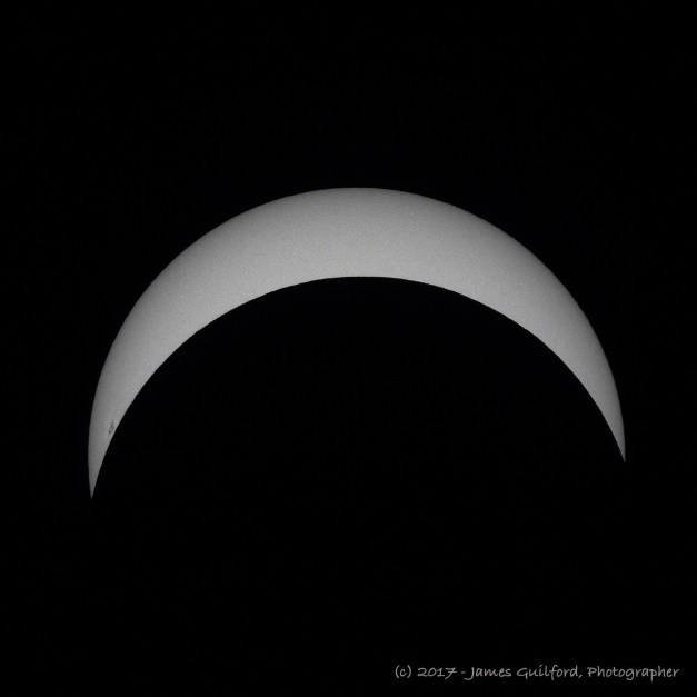 Photo: Partial solar eclipse at maximum coverage as seen from Hiram, Ohio. Photo by James Guilford.