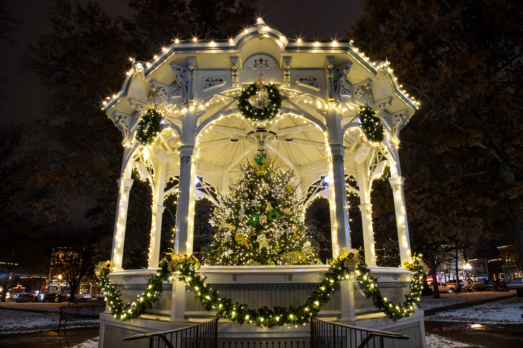 Photo: The gazebo at the center of Public Square, Medina, Ohio, all dressed up for the holidays! Photo by James Guilford.