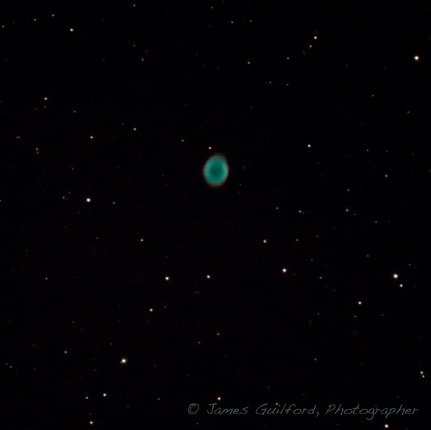 Photo: The Ring Nebula (M57) in Lyra. Photo by James Guilford.